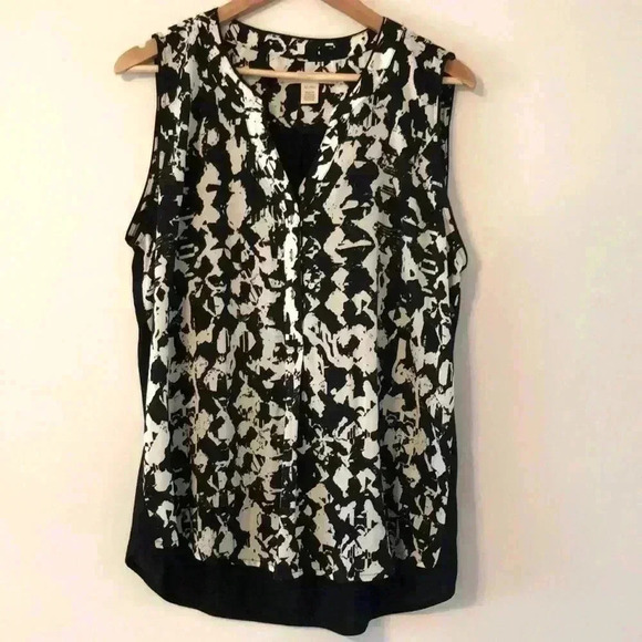 Hanna & Gracie Mixed Media Sleeveless Blouse - Picture 1 of 7
